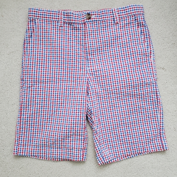SOLD Vineyard Vines Boys Red, White And Blue Gingham Seersucker Shorts sz14 - Picture 13 of 16